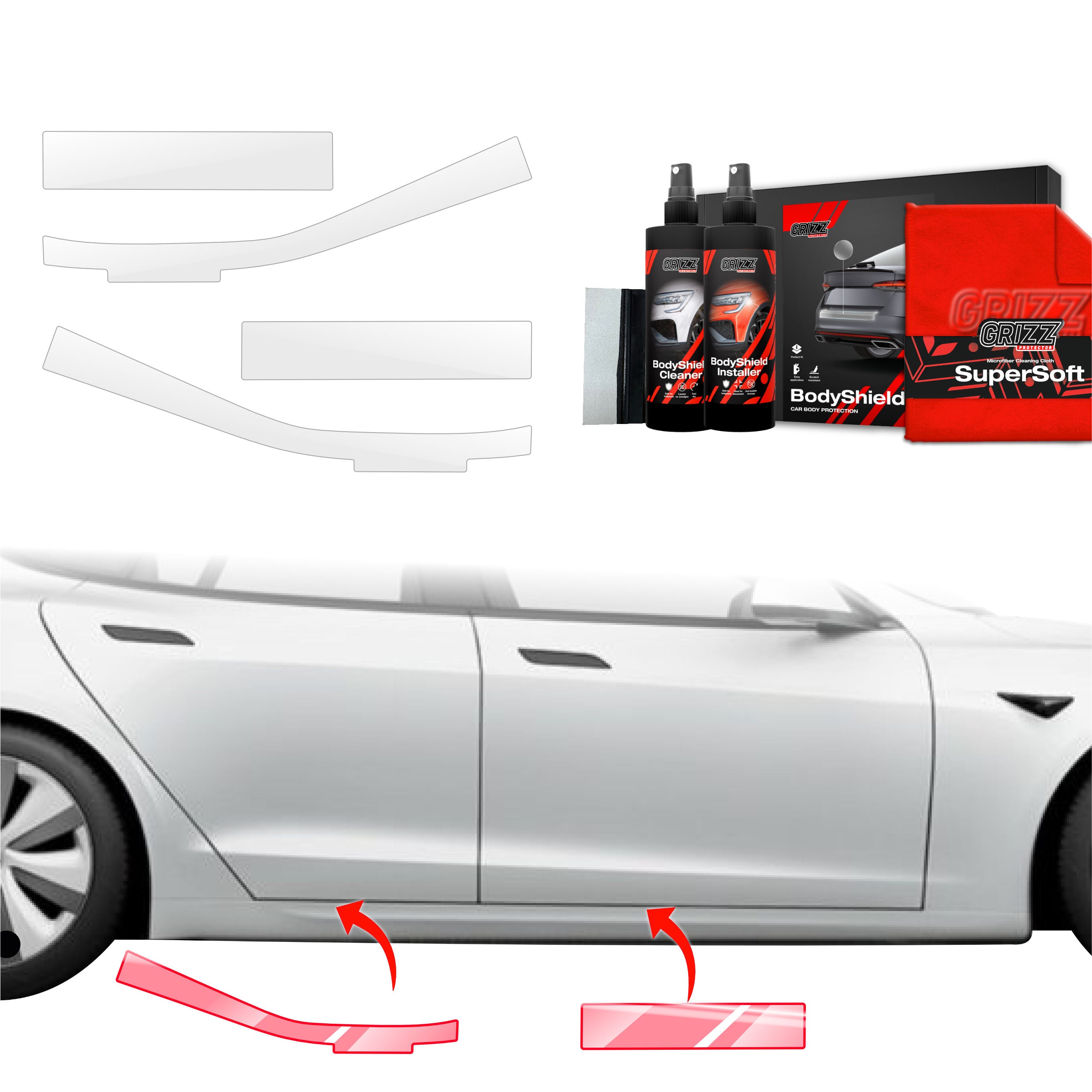 4in1 Schutzfolie Grizz Protector für Schweller - Tesla Model S (2023-2026)