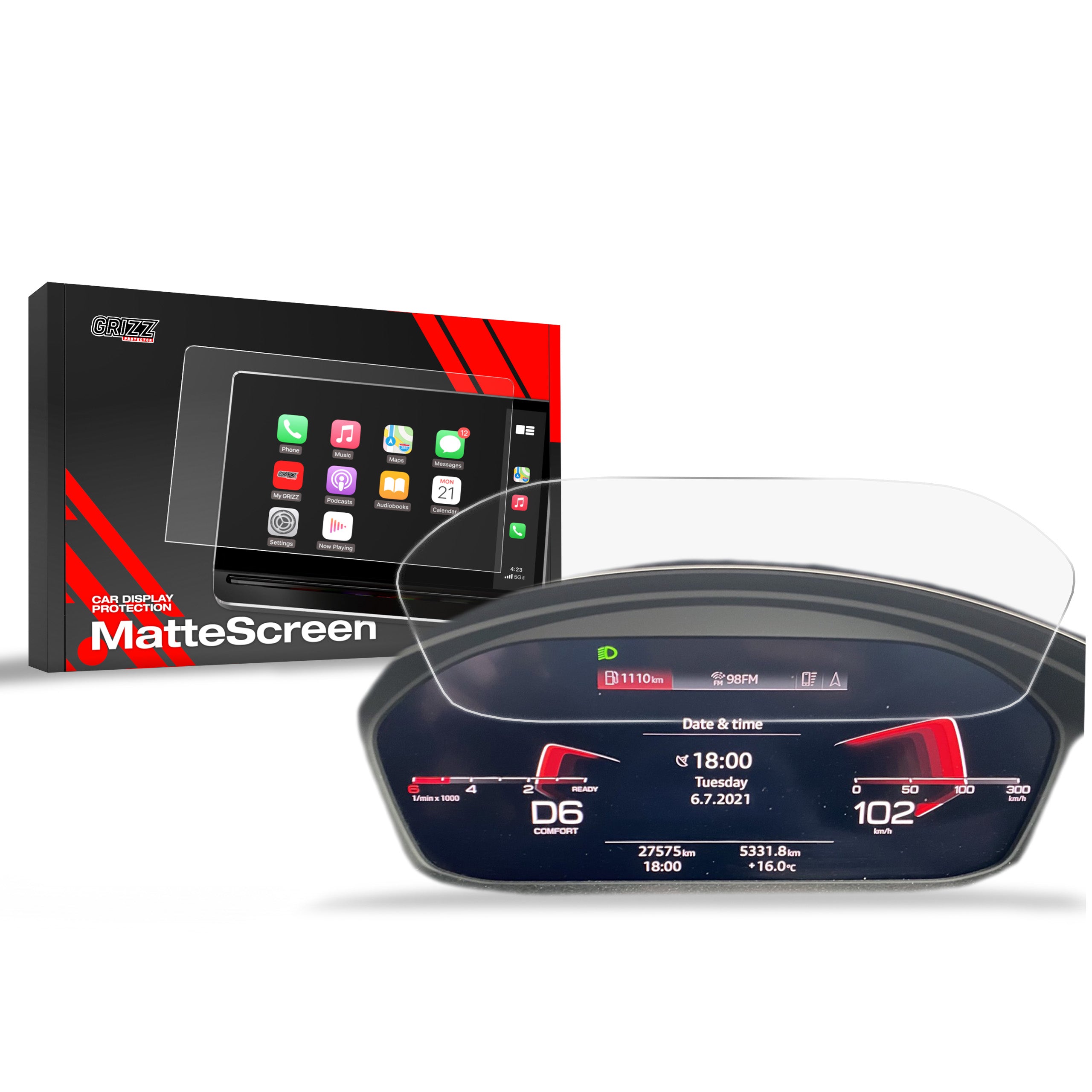 Matte Autodisplayfolie für Audi Q5 FY Virtual Cockpit Plus 12,3" (2020-...), Grizz Protector