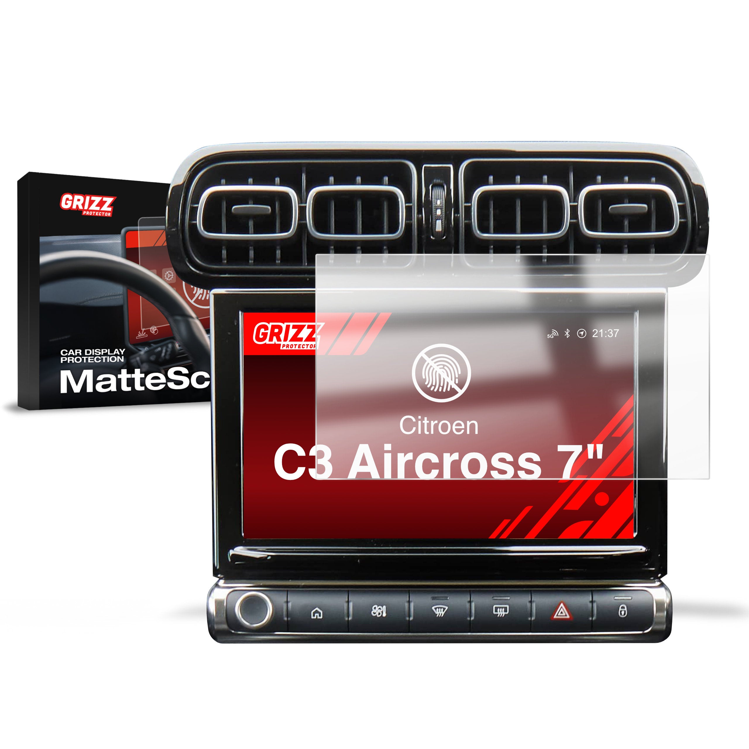 Matte Autodisplayfolie für Citroen C3 Aircross 7" (2021-2024), Grizz Protector