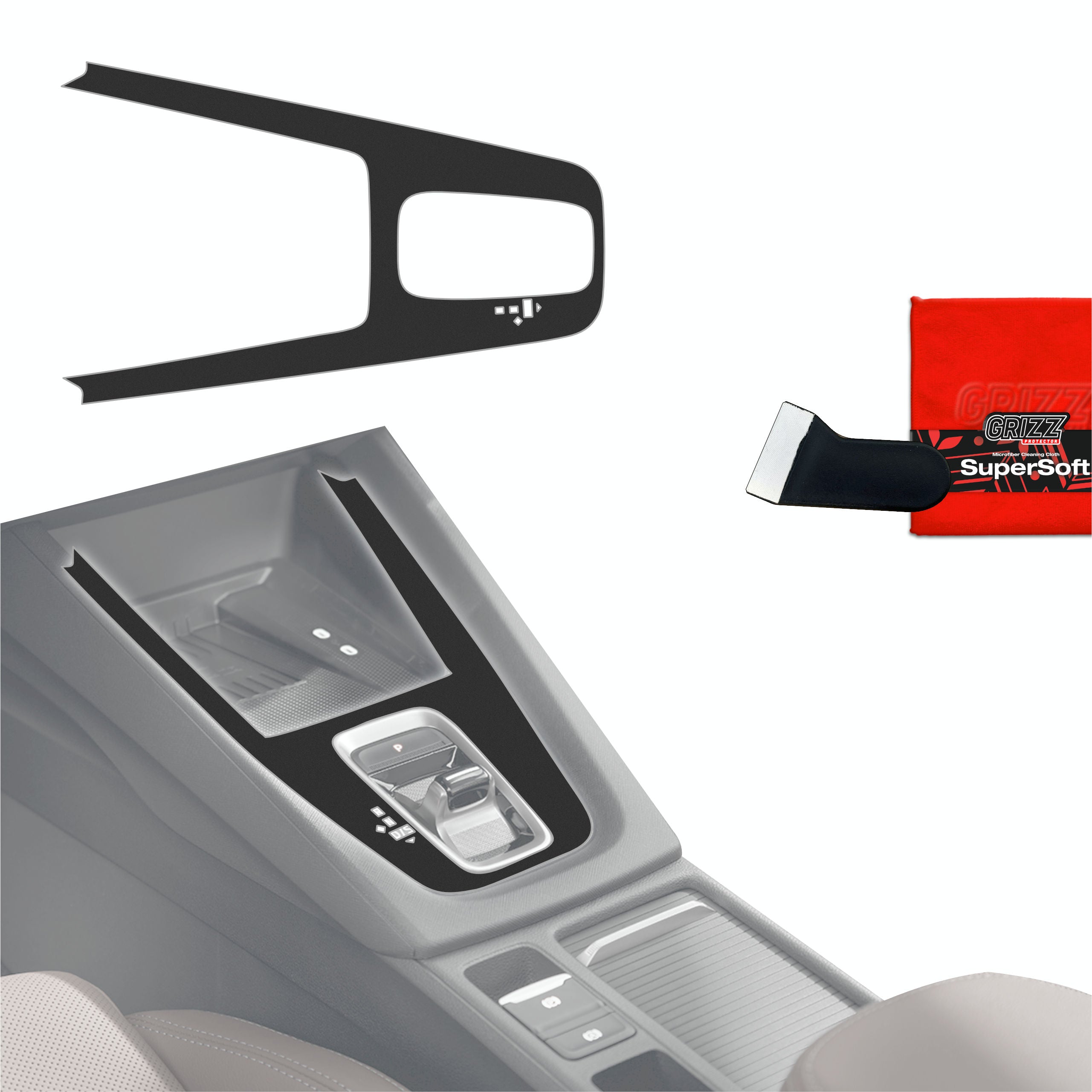 Schutzfolien Grizz Protector für Mittelkonsole - Skoda Octavia 4 DSG (2020-2026) Schwarz Matt Antifingerprint