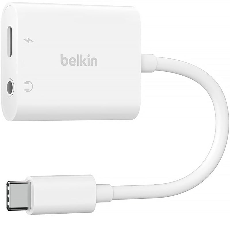 Adapter Belkin RockStar 3.5mm Audio + USB-C Charge 60W, Weiß