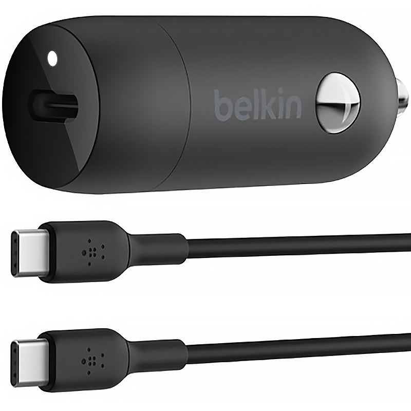 Autoladegerät Belkin Boost Car PD3.0 PPS 3A USB-C 30W + Kabel USB-C, Schwarz