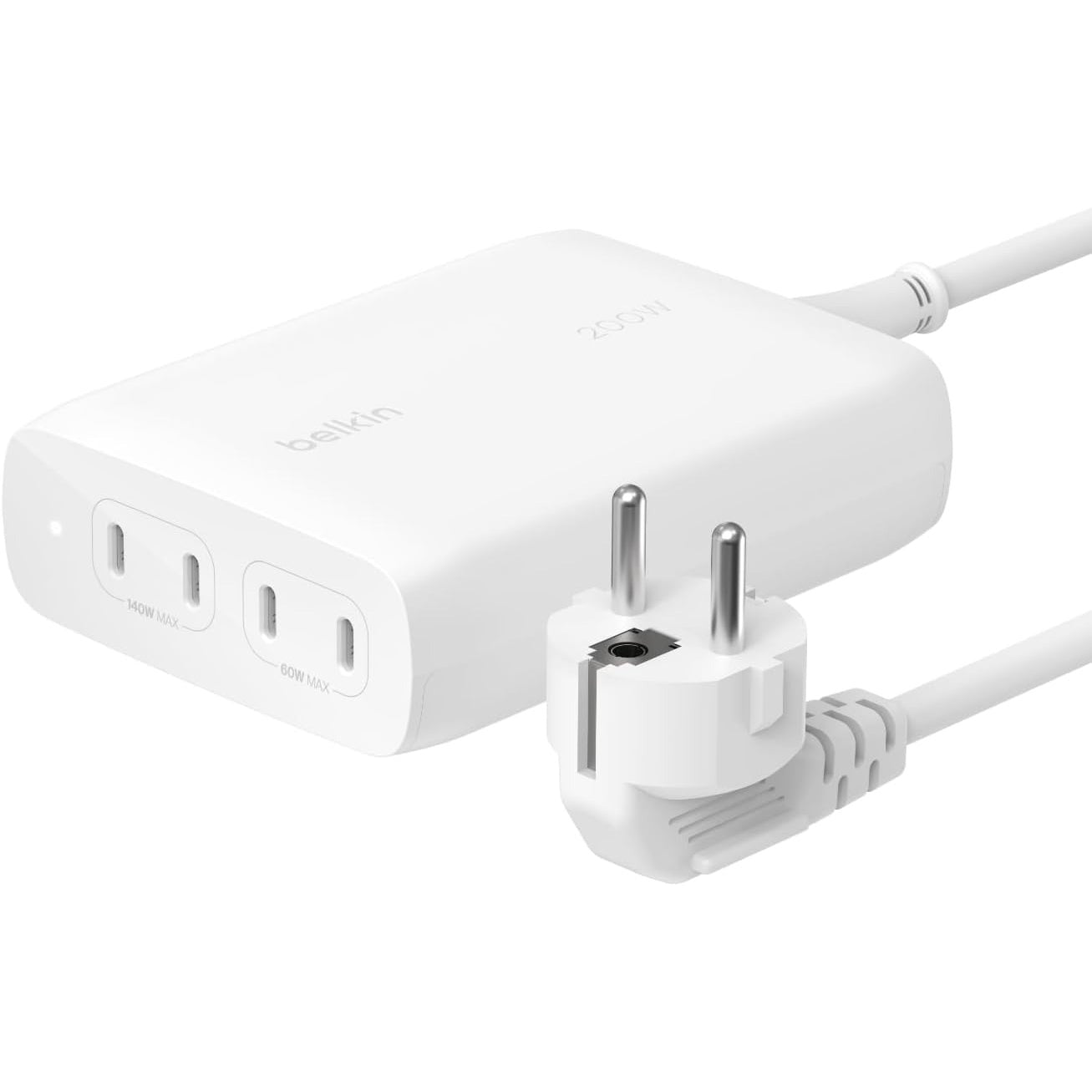 Wandladegerät Belkin Boost Pro 4-Port USB-C GaN Charger 200W 4x USB-C, Weiß