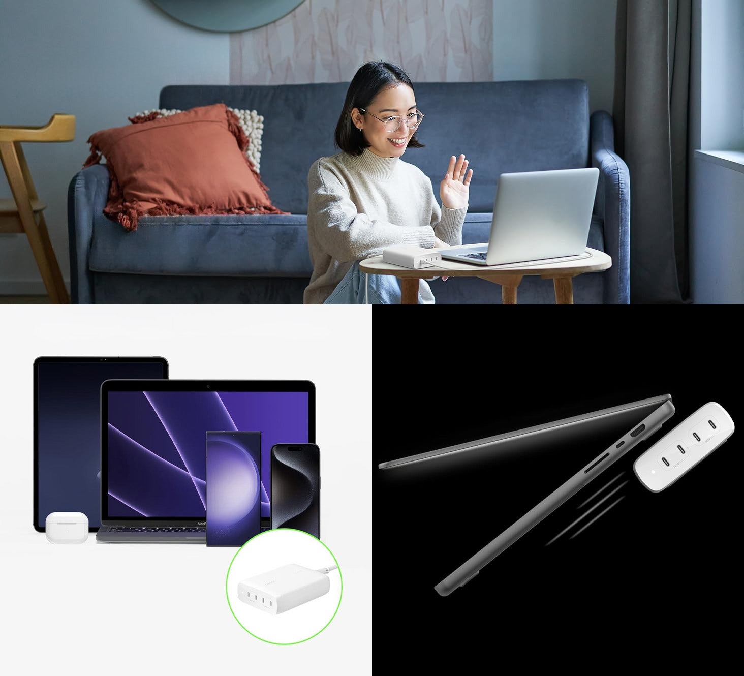 Wandladegerät Belkin Boost Pro 4-Port USB-C GaN Charger 200W 4x USB-C, Weiß