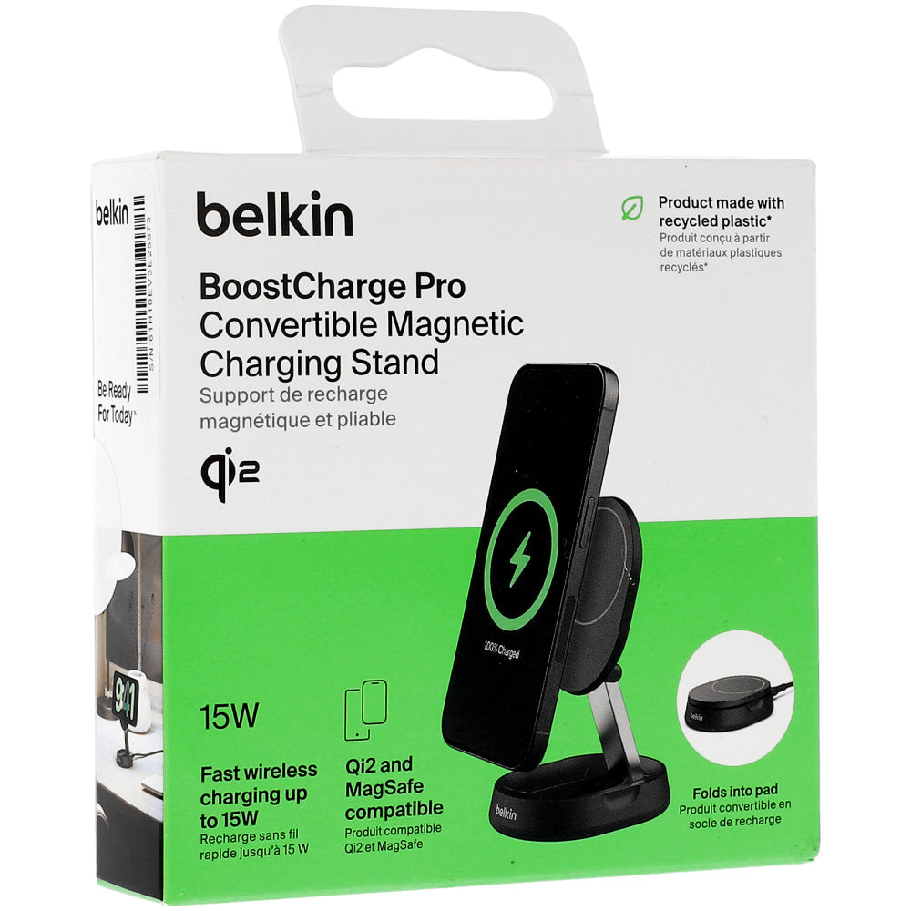 Drahtloses Ladegerät Belkin Boost Pro Convertible Qi2 15W WIA008 für iPhone mit MagSafe (noPSU), Schwarz