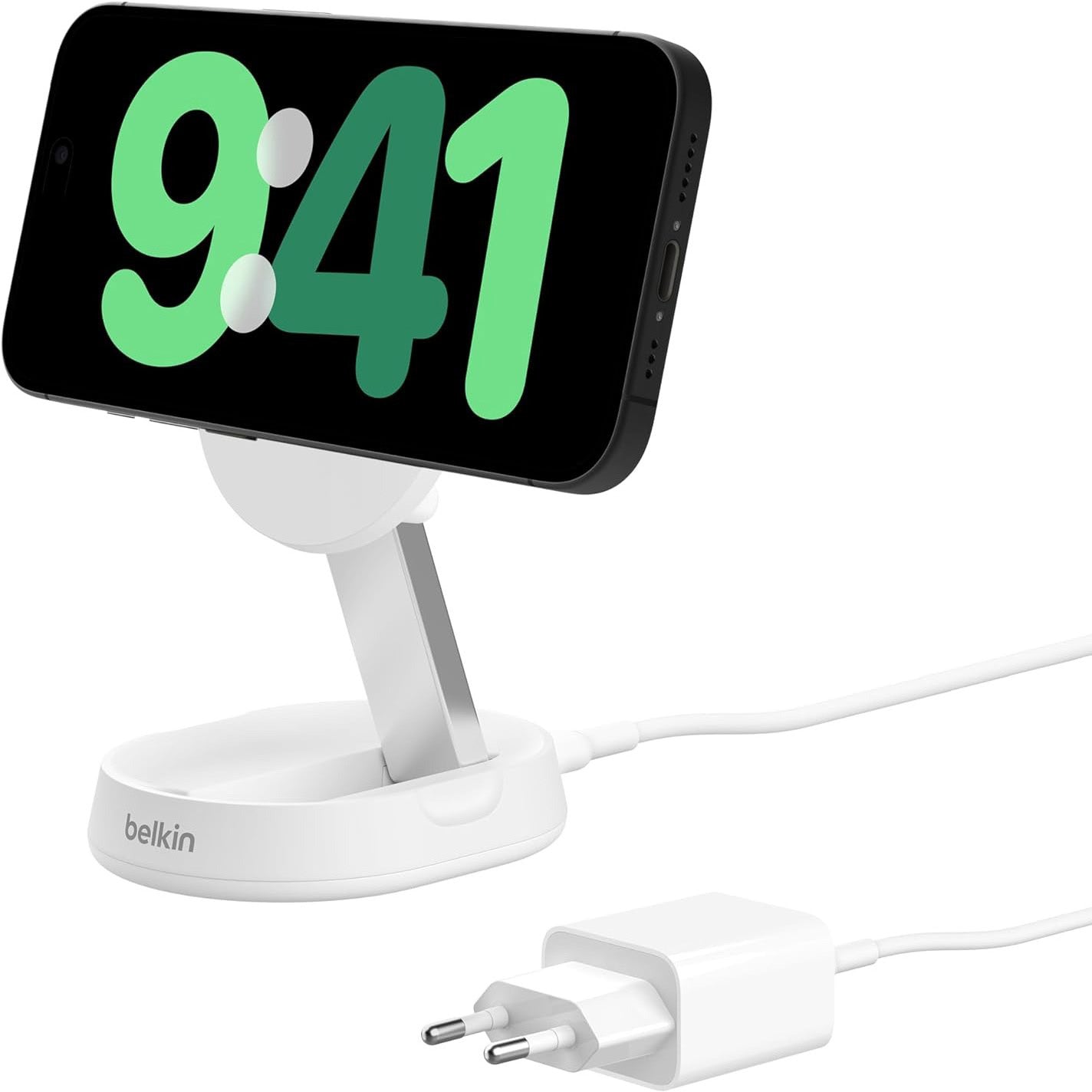 Drahtloses Ladegerät Belkin Boost Pro Convertible Qi2 15W WIA008 für iPhone mit MagSafe + PSU, Weiß