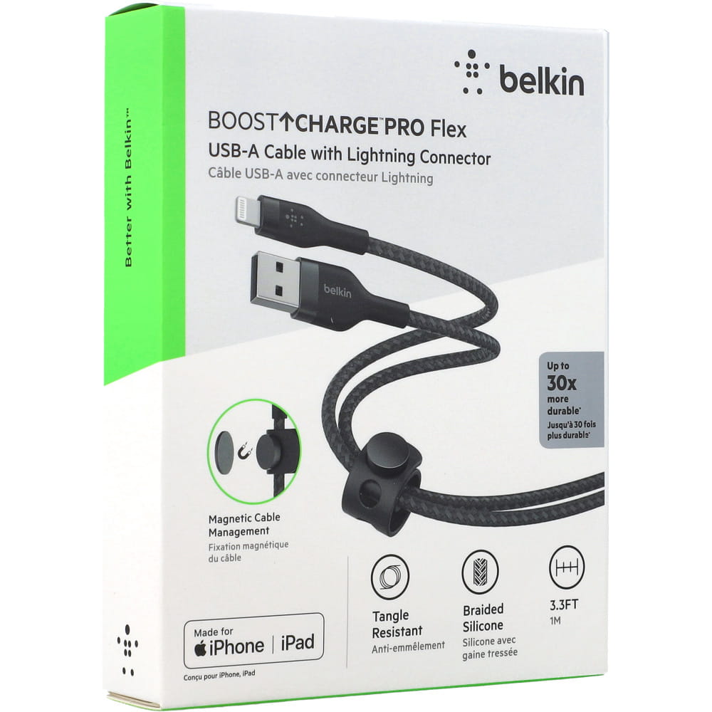 Kabel Belkin Boost Charge Pro Flex Braided USB-A für Lightning 1m, Schwarz
