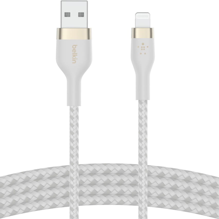Kabel Belkin Boost Charge Pro Flex Braided USB-A für Lightning 1m, Weiß