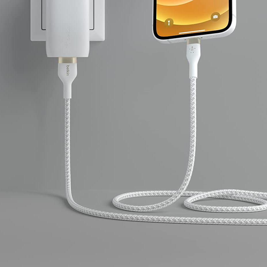 Kabel Belkin Boost Charge Pro Flex Braided USB-A für Lightning 1m, Weiß