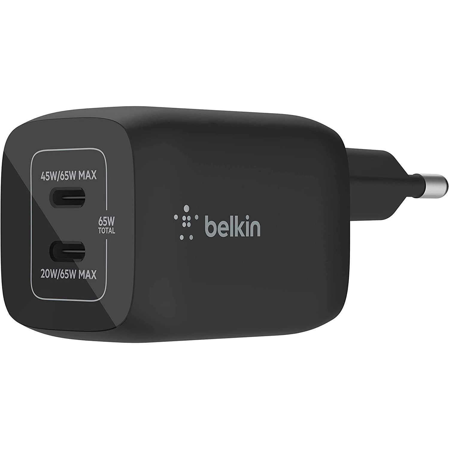 Wandladegerät Belkin Boost Pro Wall Dual USB-C PD 3.0 PPS GaN 65W, Schwarz