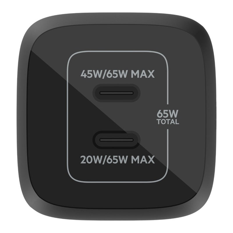 Wandladegerät Belkin Boost Pro Wall Dual USB-C PD 3.0 PPS GaN 65W, Schwarz