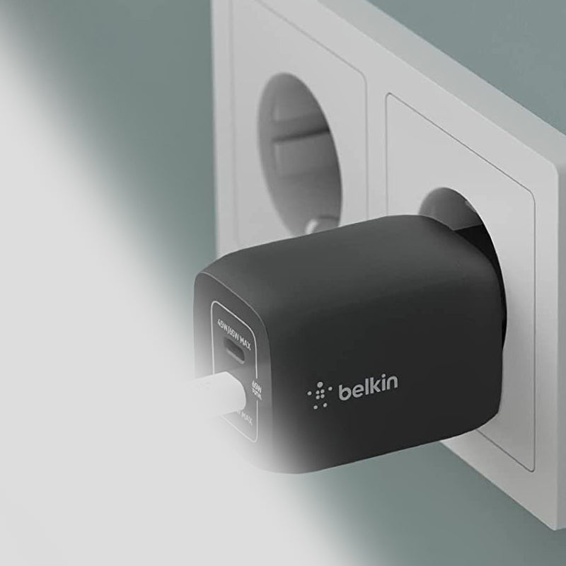 Wandladegerät Belkin Boost Pro Wall Dual USB-C PD 3.0 PPS GaN 65W, Schwarz