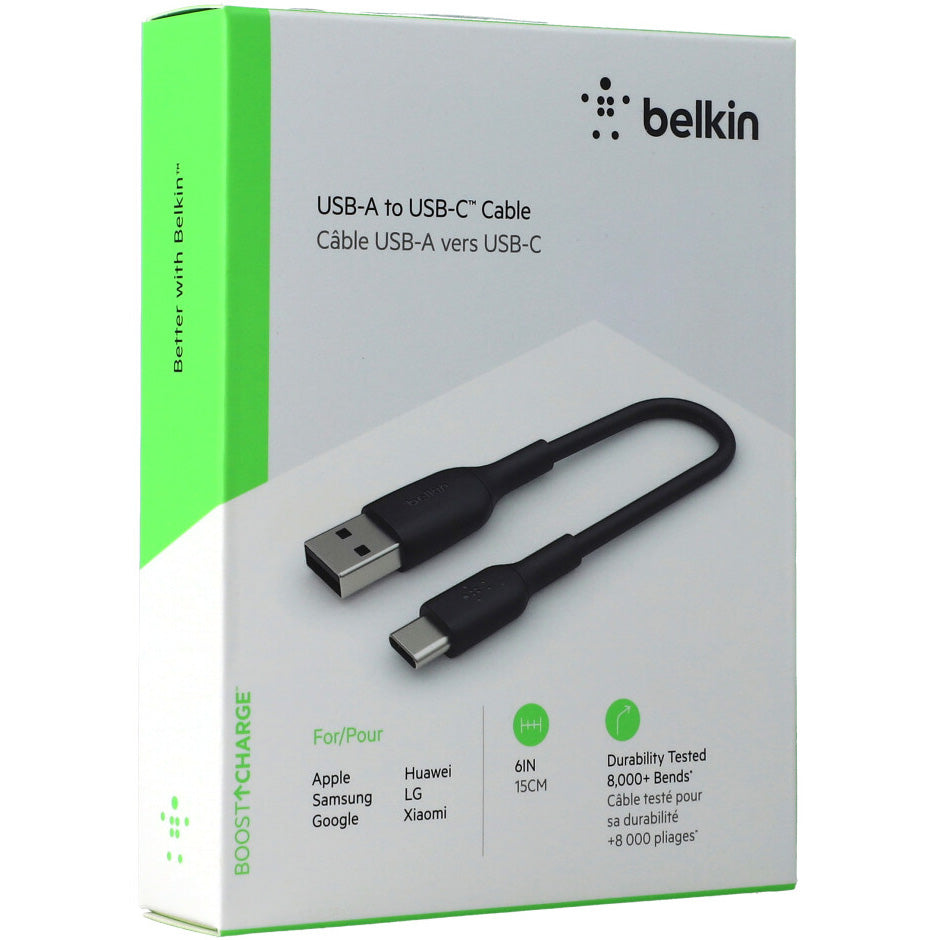 Kabel Belkin Boost Charge PVC MFi für Android Auto USB-A für USB-C 15cm, Schwarz