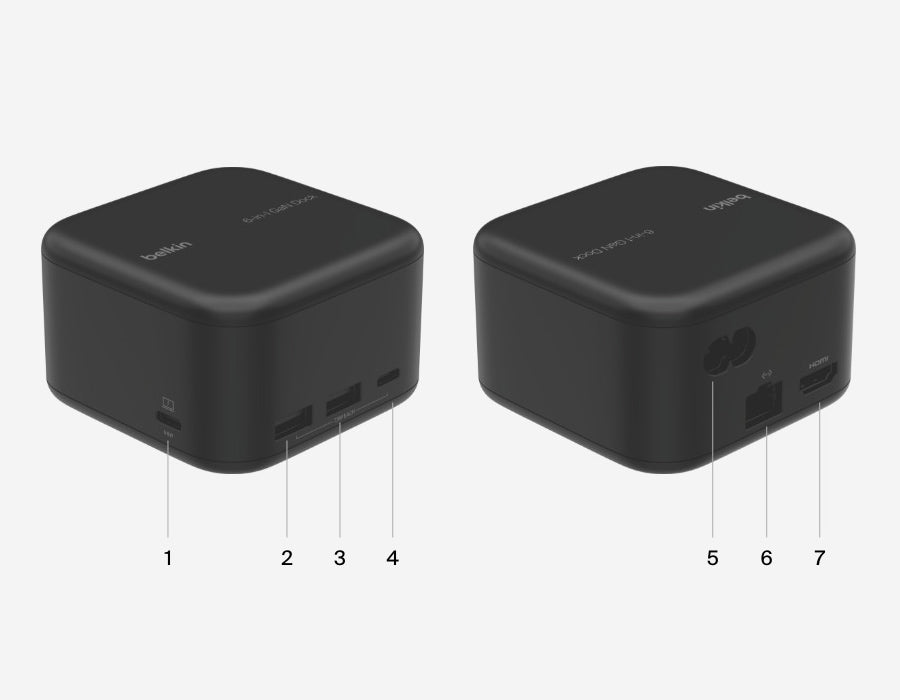 Station Hub Belkin Connect USB-C 6-in-1 Core GaN Dock 130W, Schwarz