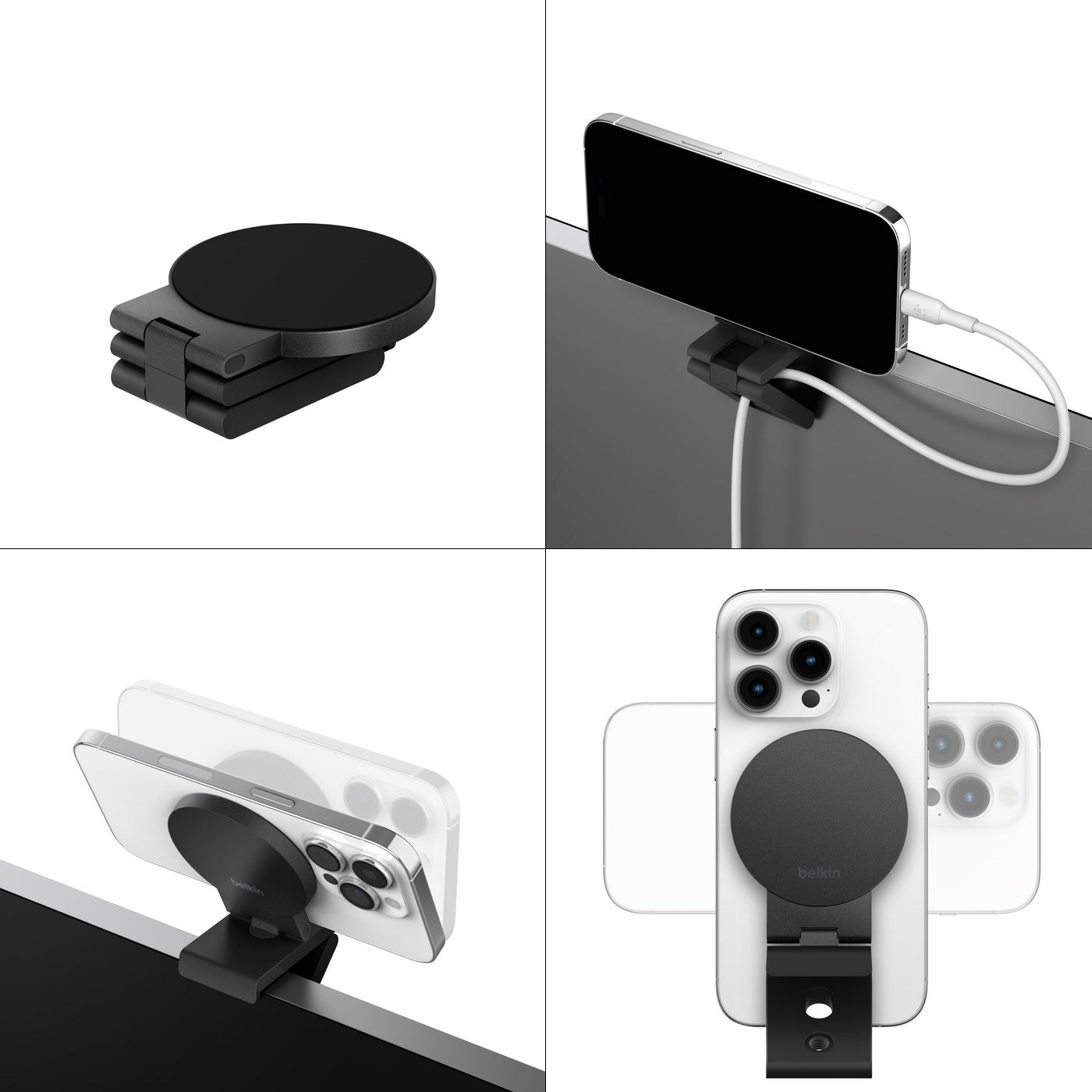 Handyhalterung Belkin iPhone MagSafe Mount für Mac-Desktop-Computer und Bildschirme, Schwarz