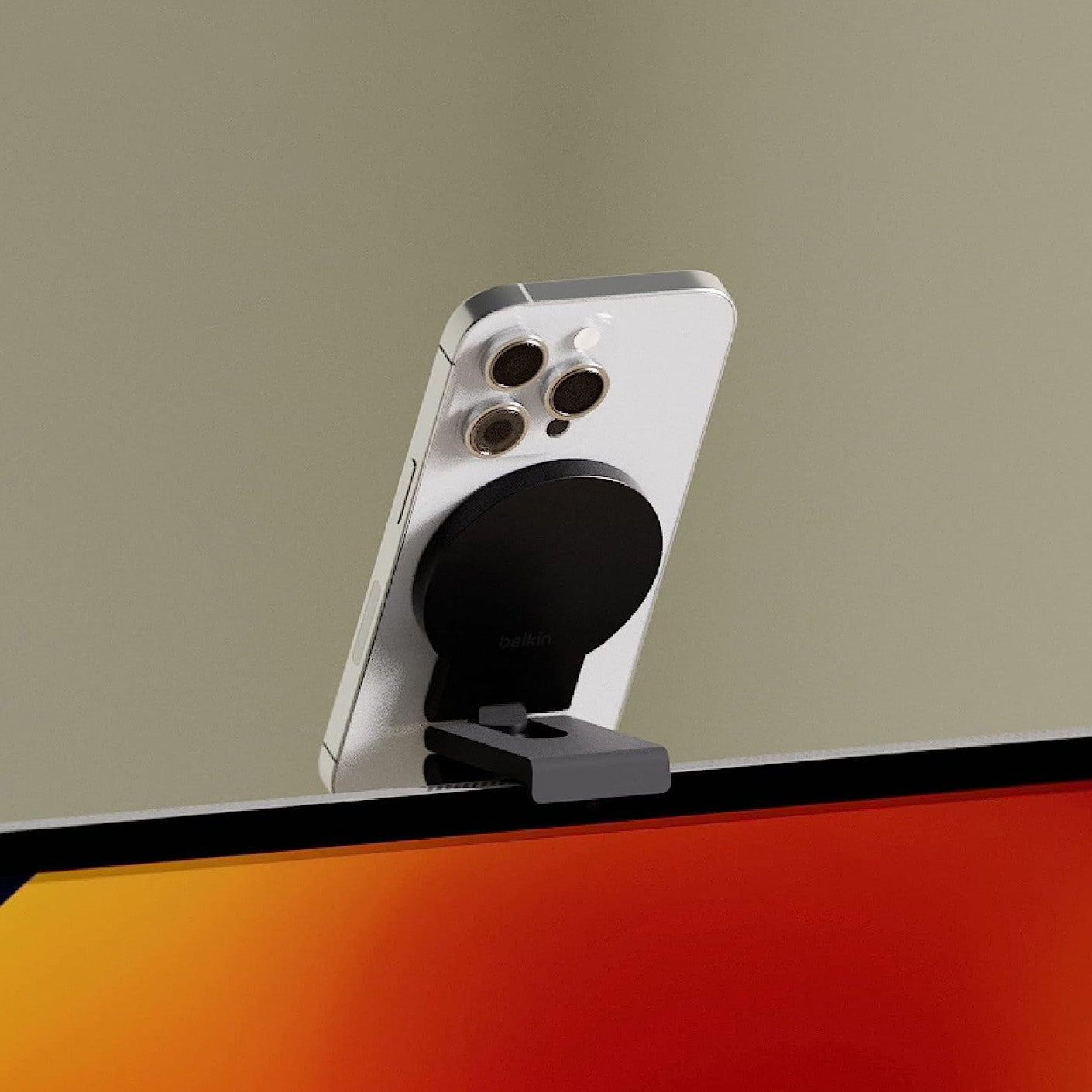 Handyhalterung Belkin iPhone MagSafe Mount für Mac-Desktop-Computer und Bildschirme, Schwarz