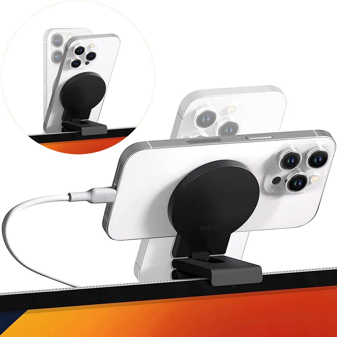 Handyhalterung Belkin iPhone MagSafe Mount für Mac-Desktop-Computer und Bildschirme, Schwarz