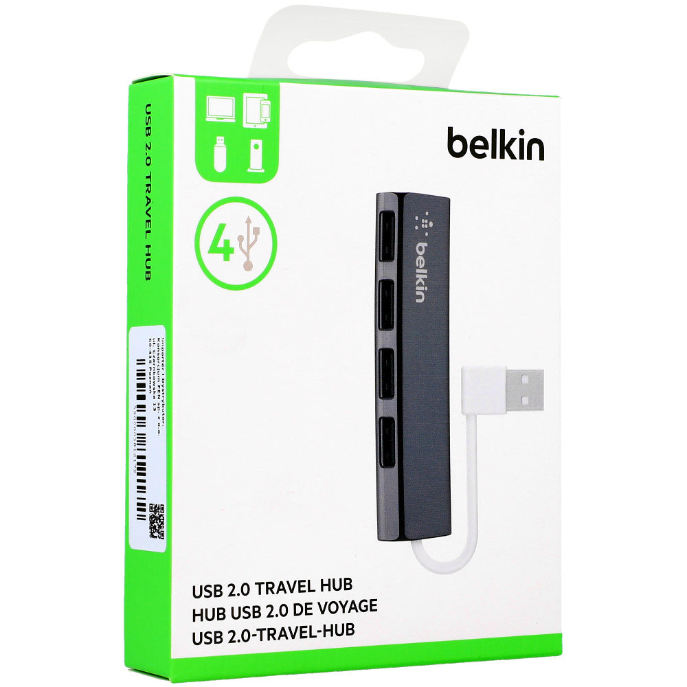 Station Hub Belkin Travel Hub USB 2.0, USB-A für 4x USB-A, Schwarz