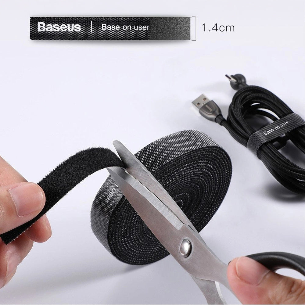 Band / Klettband / Kabelorganisator Baseus Rainbow Circle Velcro, 3 m, Schwarz