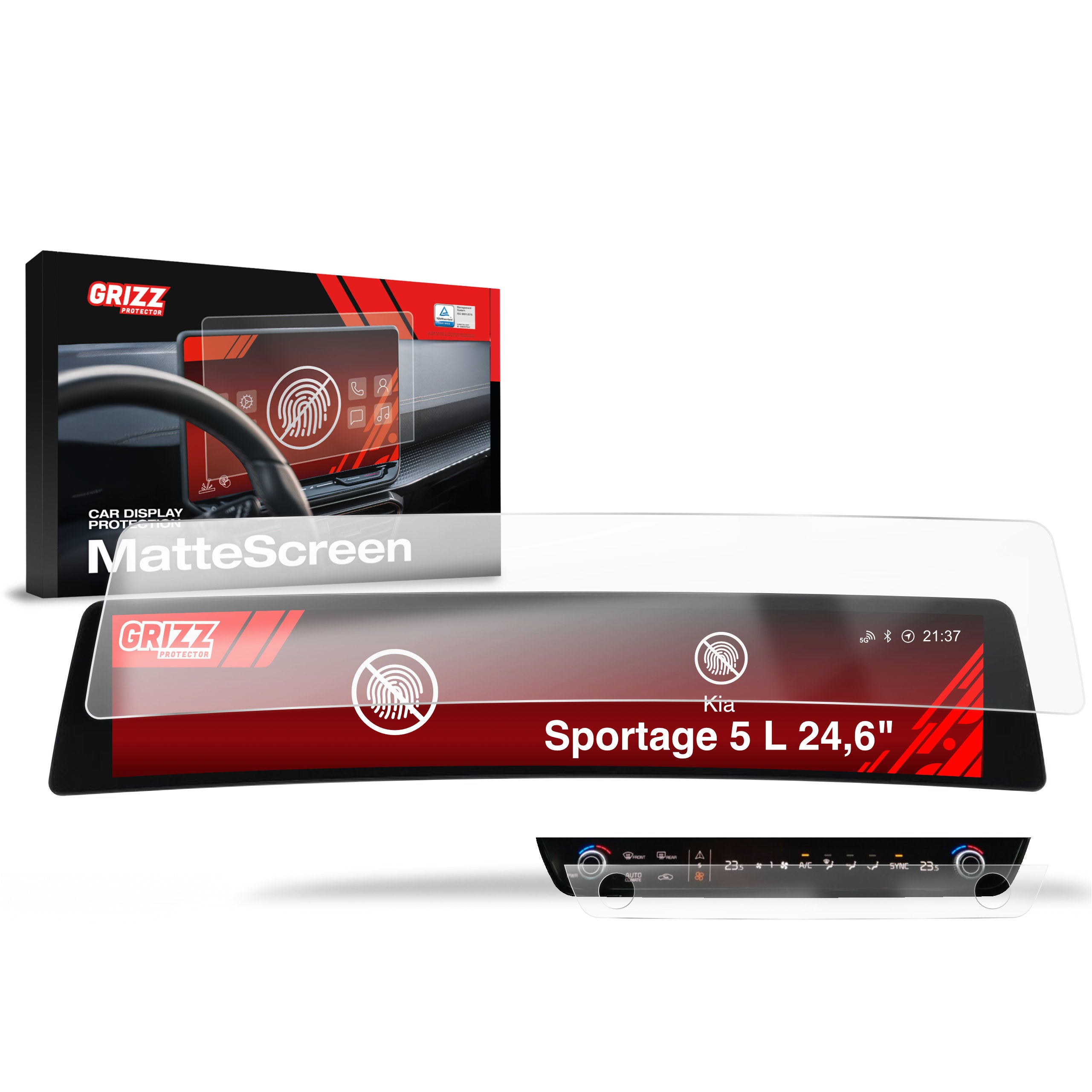 Matte Autodisplayfolie 2in1 für Kia Sportage 5 Version L (2021-2024), Grizz Protector
