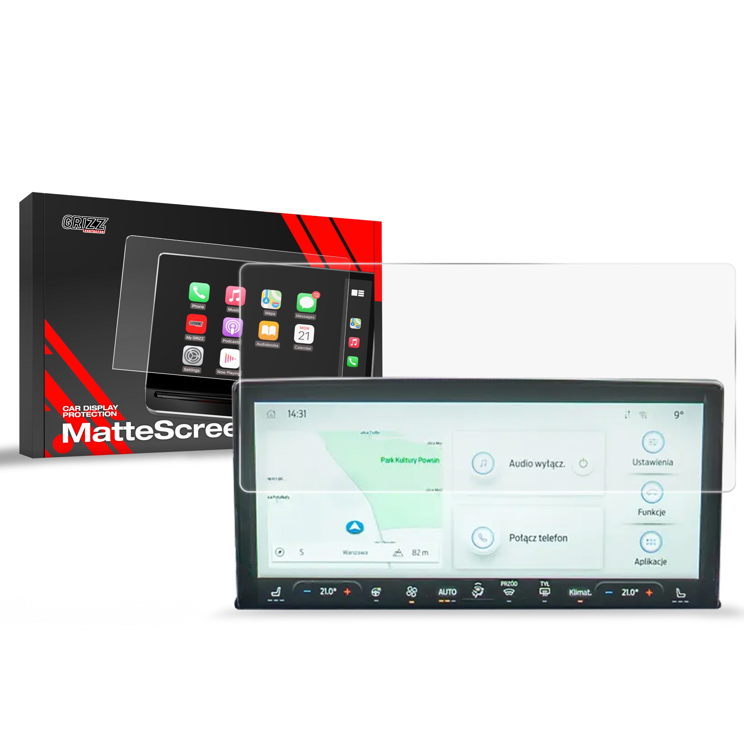 Matte Autodisplayfolie für Ford Focus 4 Active X (2018-2025), Grizz Protector
