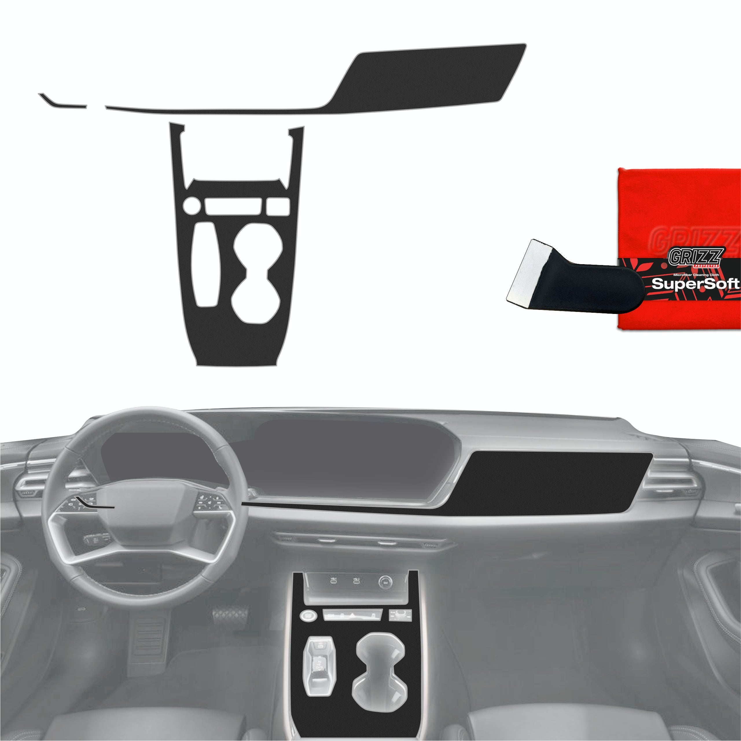 3in1 Schutzfolien Grizz Protector für Mittelkonsole & Armaturenbrett - Audi A5 B10 (2025-2026) Schwarz Matt Antifingerprint