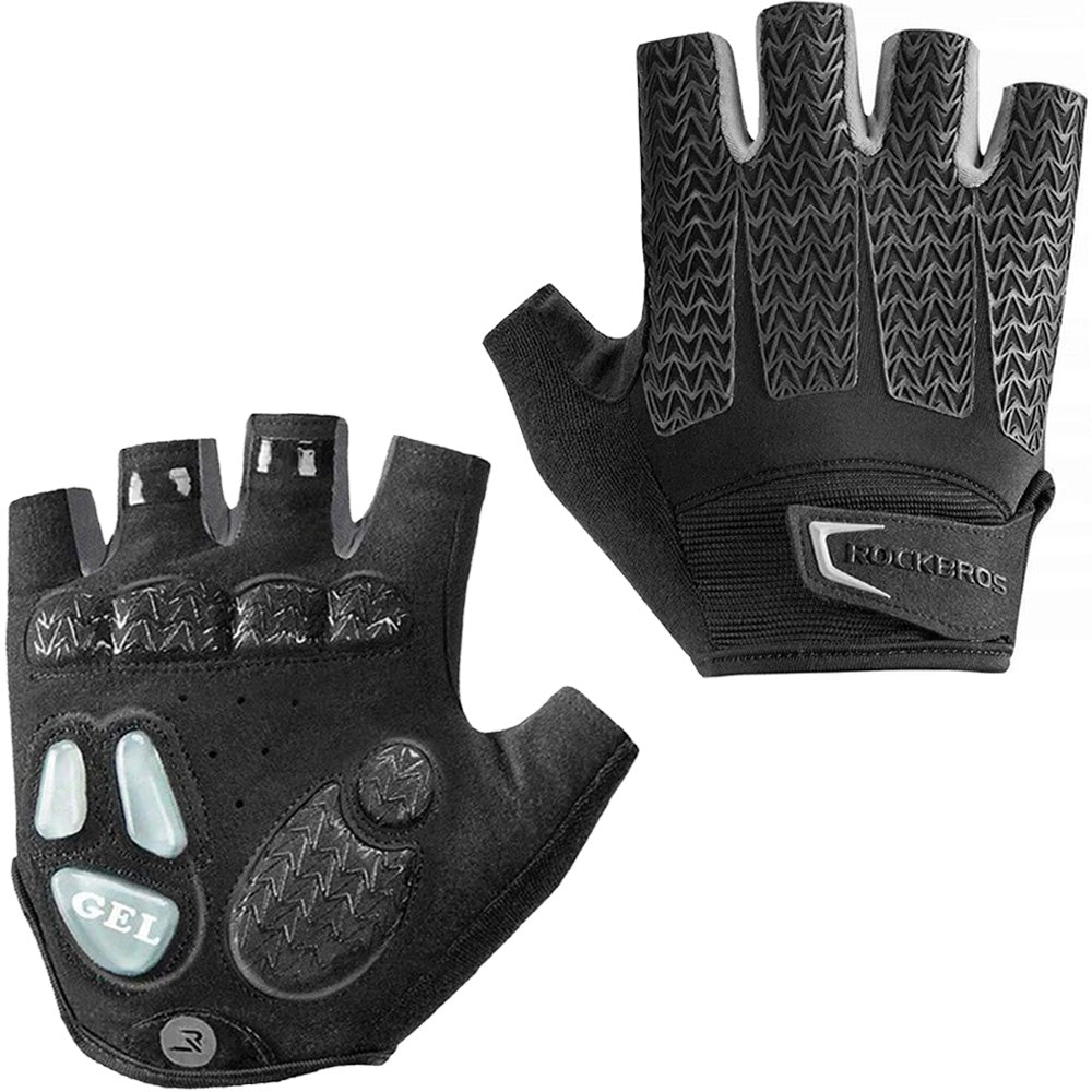 Fahrradhandschuhe mit Gel-Polstern, Rockbros S169BGR, Größe M, Schwarz-Grau