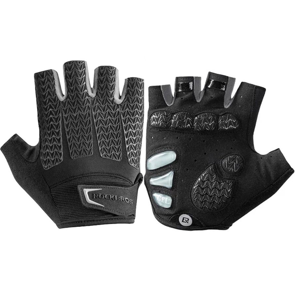 Fahrradhandschuhe mit Gel-Polstern, Rockbros S169BGR, Größe S, Schwarz-Grau