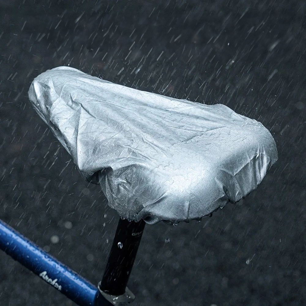 Rockbros LF044BL Fahrradsattelüberzug mit Regenschutz, Schwarz mit blauen Elementen