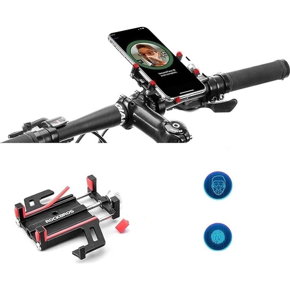 Rockbros 699-BK Fahrradhalterung für Smartphones mit einer Breite von 55 bis 100 mm / für Lenker mit einem Durchmesser von 22 bis 31,8 mm, Schwarz