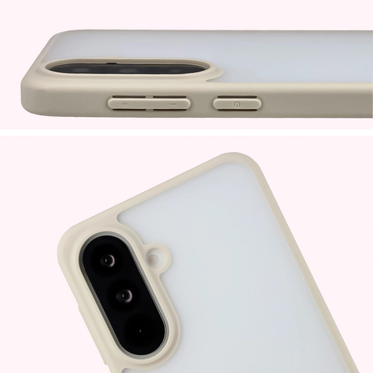 Schutzhülle + gehärtetem Glas Bizon Angelo Pack für Galaxy A37 5G / A36 5G, Semitransparent mit beigem Rahmen
