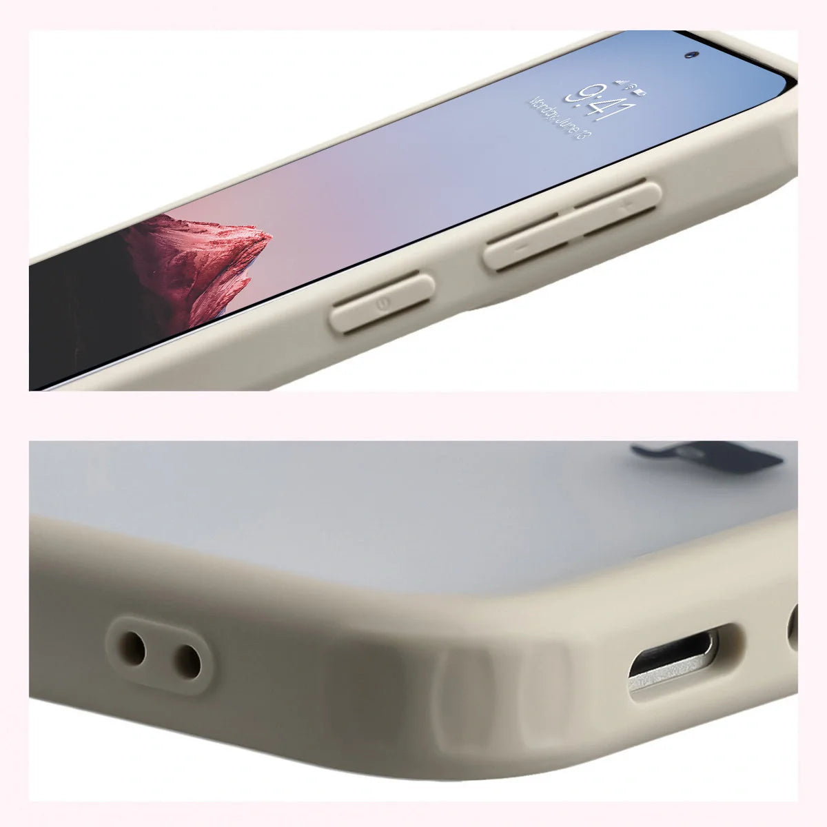Schutzhülle + gehärtetem Glas Bizon Angelo Pack für Galaxy A37 5G / A36 5G, Semitransparent mit beigem Rahmen