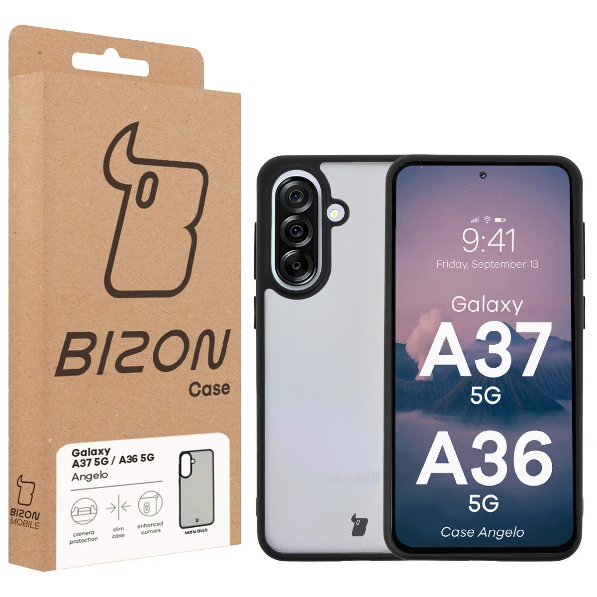 Handyhülle für Galaxy A37 5G / A36 5G, Bizon Case Angelo, Getönte mit schwarzem Rahmen