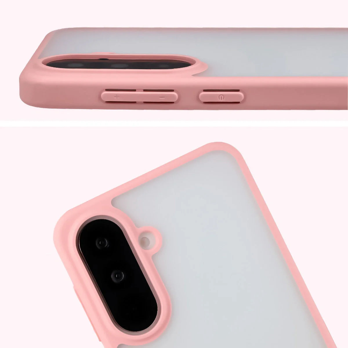 Handyhülle für Galaxy A37 5G / A36 5G, Bizon Case Angelo, Semitransparent mit hellrosa Rahmen