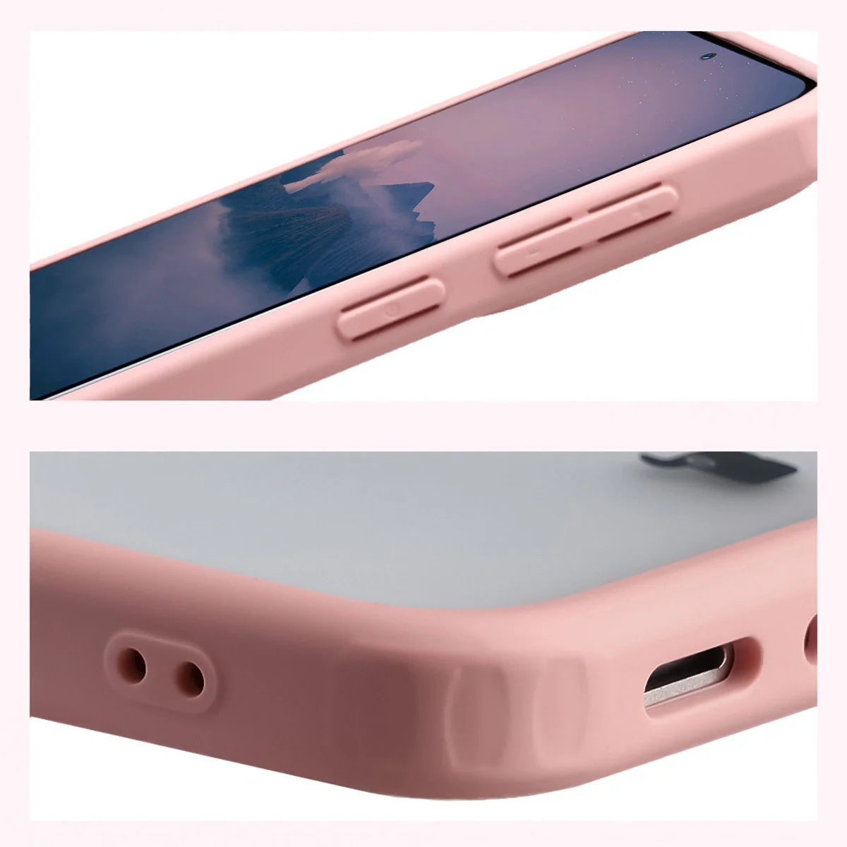 Handyhülle für Galaxy A37 5G / A36 5G, Bizon Case Angelo, Semitransparent mit hellrosa Rahmen