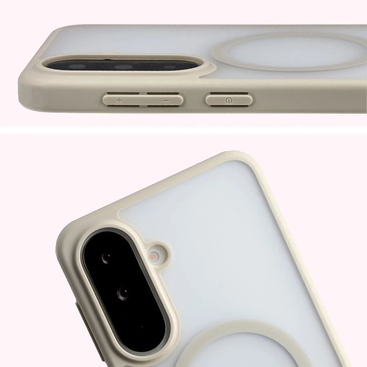 Schutzhülle mit Magnetring + gehärtetem Glas für Galaxy A37 5G / A36 5G, Bizon MatteO Pack, Getönt-Beige