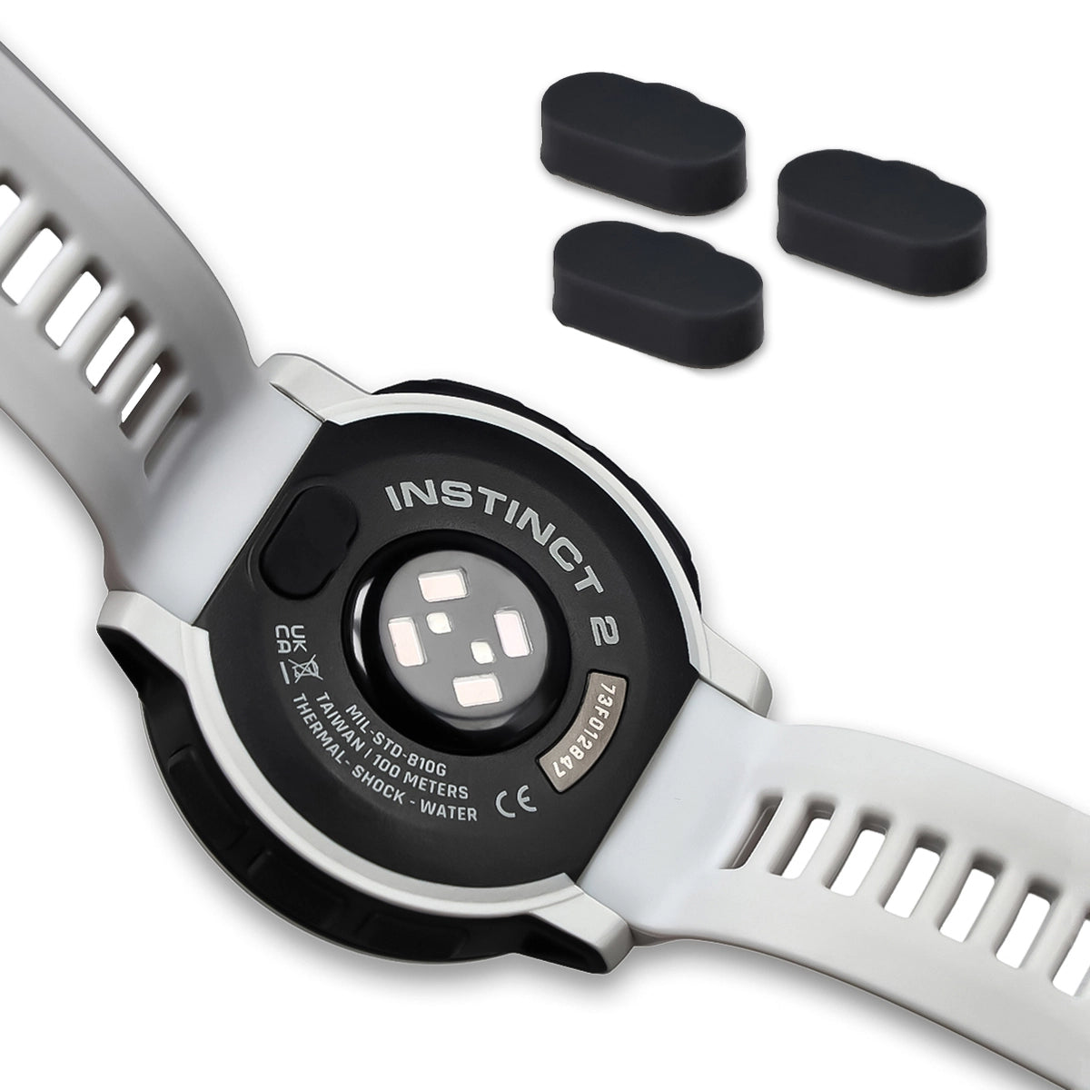Ladeport-Abdeckung Bizon Accessories Dust Plug für Garmin-Uhren, Schwarz, 3 Stück