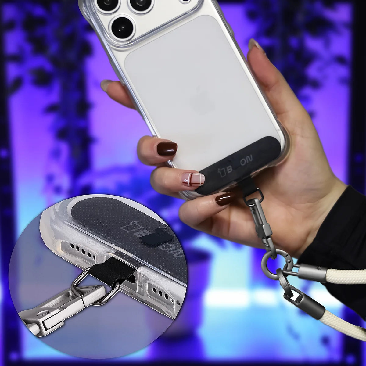 Universelle Handy-Lanyard für Handgelenk, Hals und Schulter, Bizon Accessories ReLoop, Beige (6/6)