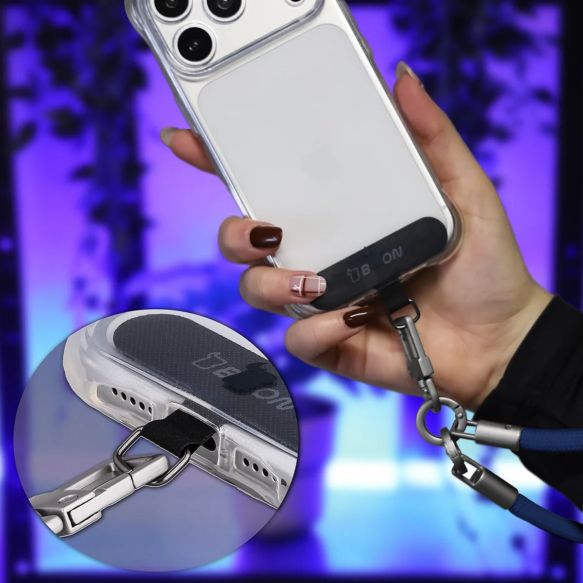 Universelle Handy-Lanyard für Handgelenk, Hals und Schulter, Bizon Accessories ReLoop, Dunkelblau (6/6)