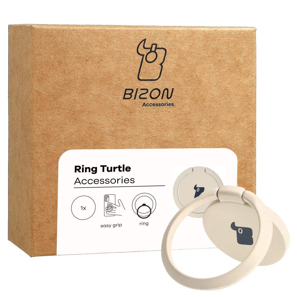 Fingergriff für Telefon, Bizon Accessories Ring Turtle, Beige