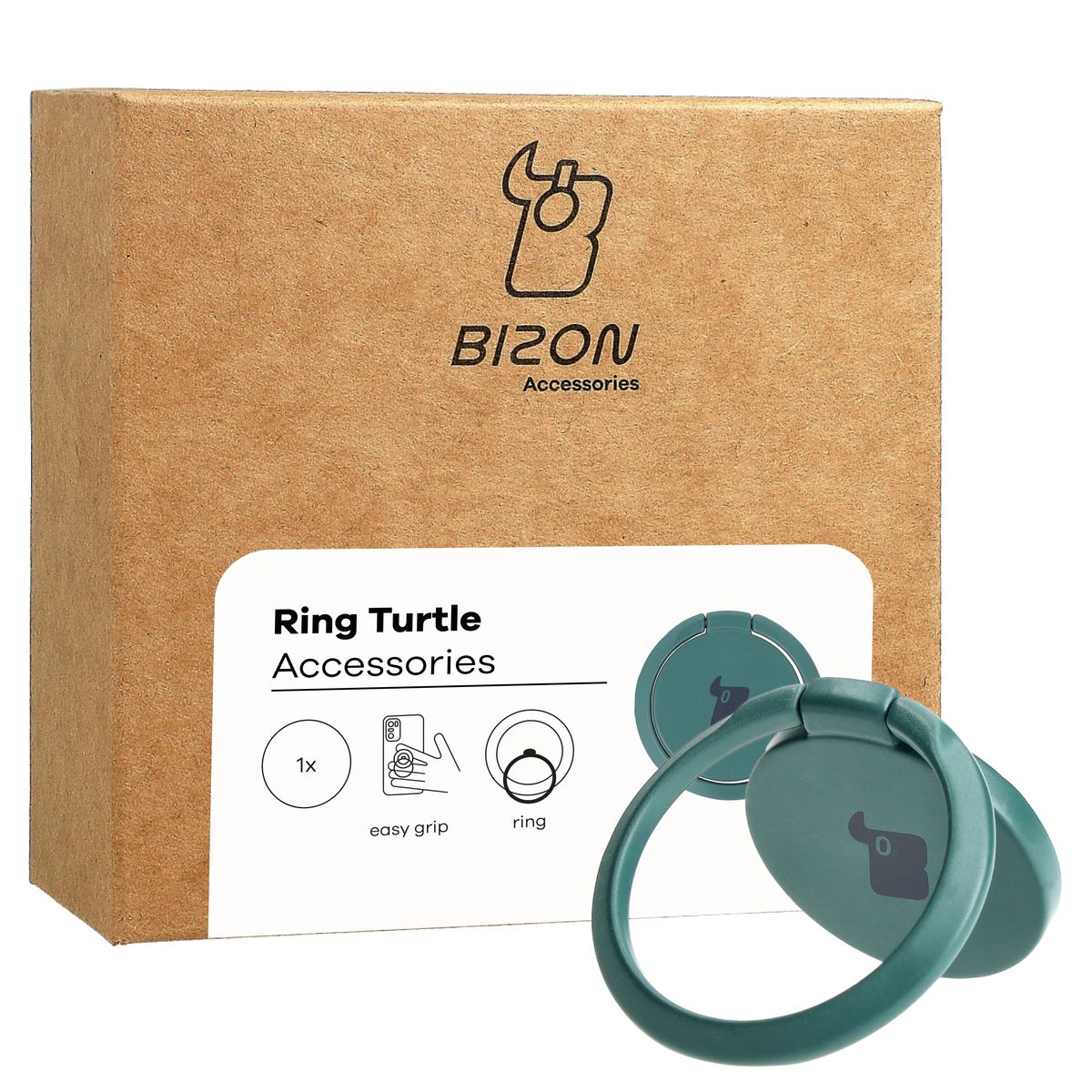 Fingergriff für Telefon, Bizon Accessories Ring Turtle, Dunkelgrün