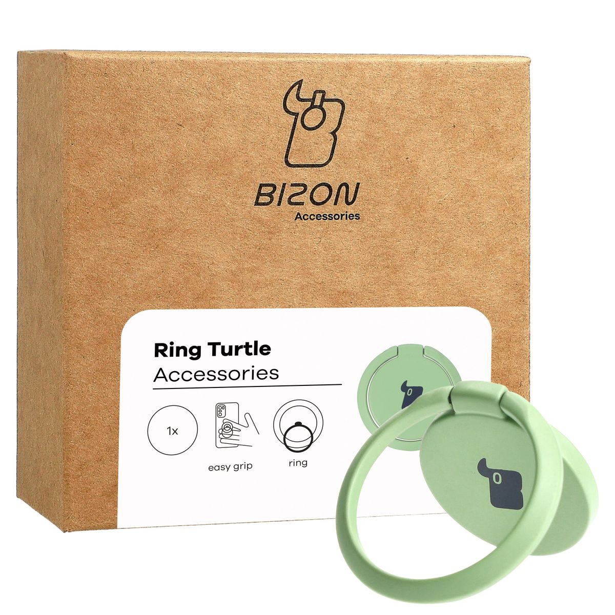 Fingergriff für Telefon, Bizon Accessories Ring Turtle, Grün