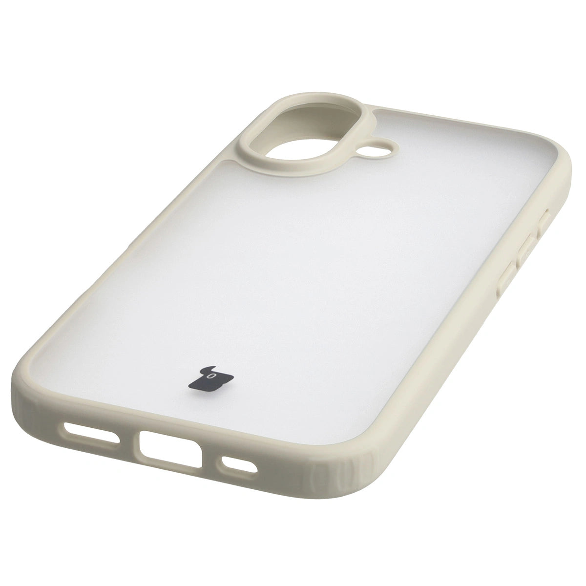 Schutzhülle + gehärtetem Glas für iPhone 17, Bizon Angelo Pack, Semitransparent mit beigem Rahmen