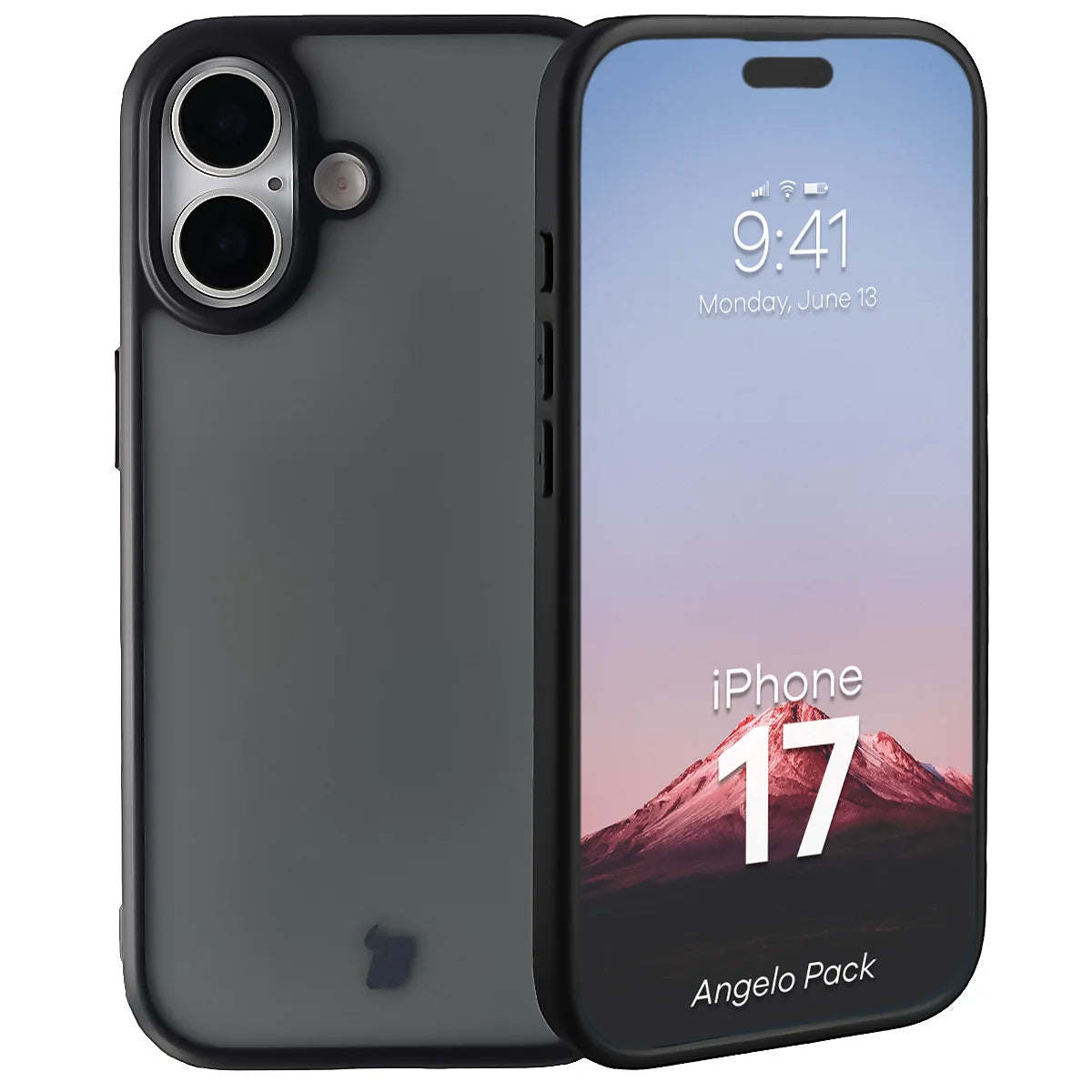 Schutzhülle + gehärtetem Glas für iPhone 17, Bizon Angelo Pack, Getönte mit schwarzem Rahmen