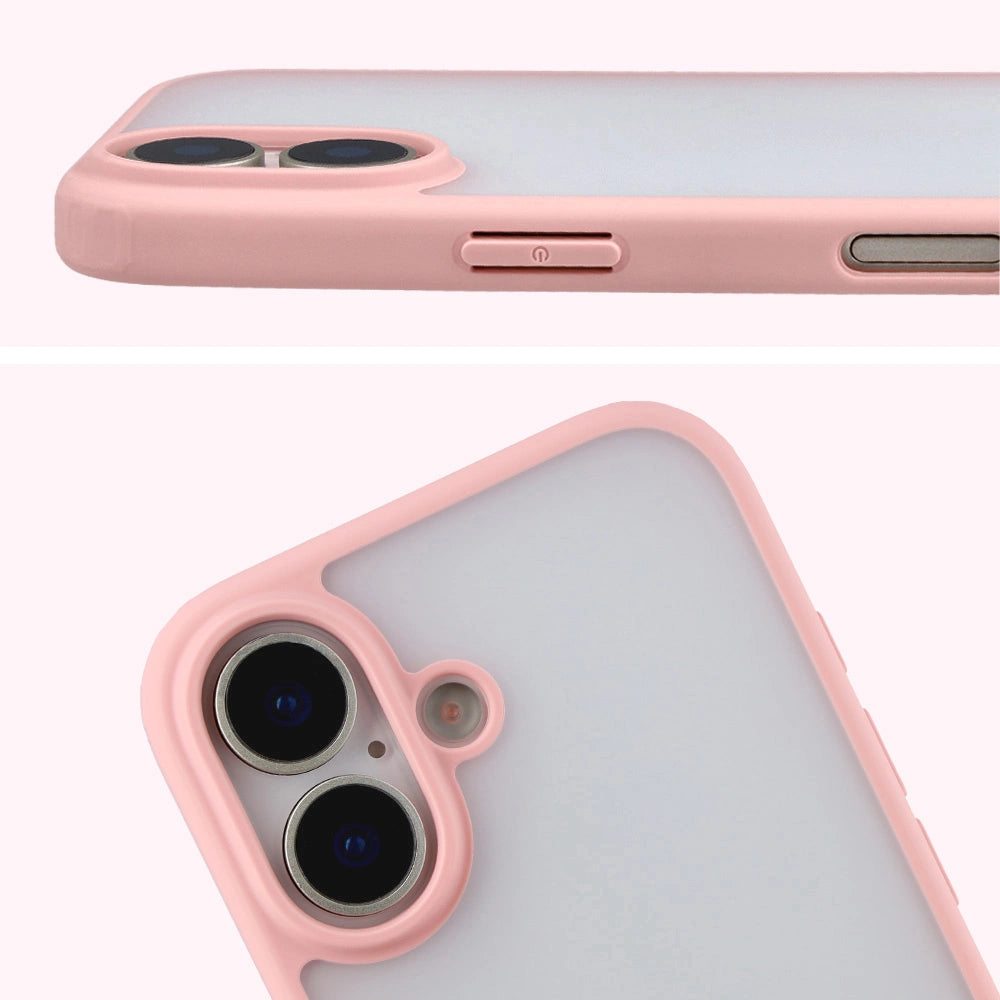 Schutzhülle + gehärtetem Glas für iPhone 17, Bizon Angelo Pack, Semitransparent mit hellrosem Rahmen