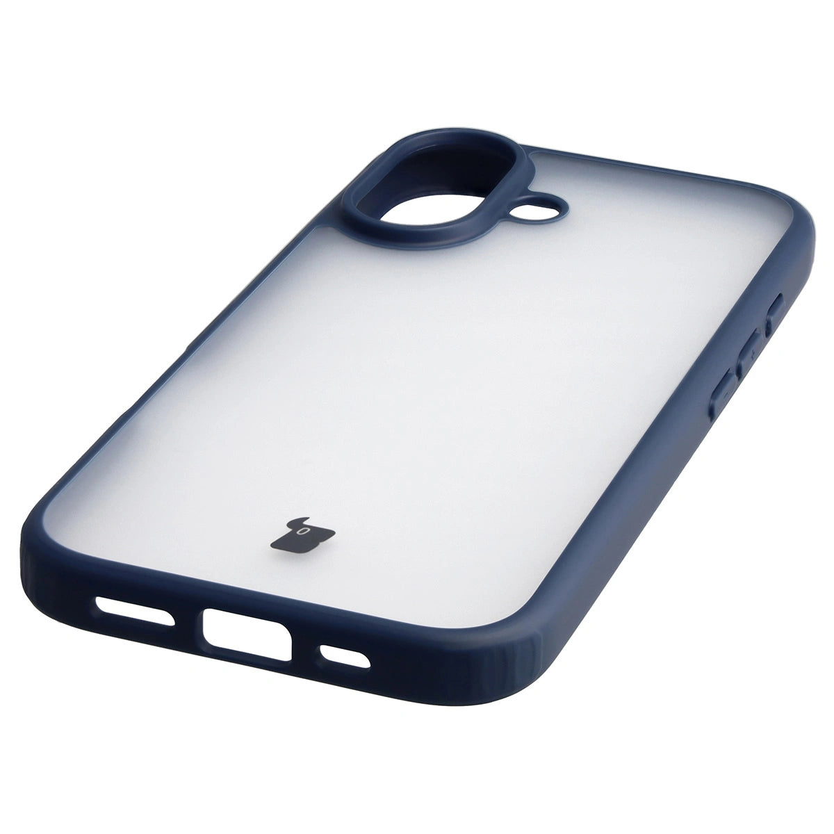 Schutzhülle + gehärtetem Glas für iPhone 17, Bizon Angelo Pack, Semitransparent mit dunkelblauem Rahmen