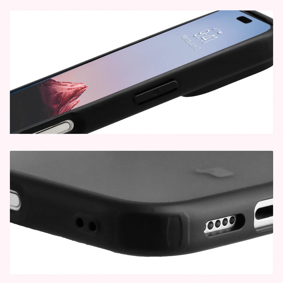 Schutzhülle + gehärtetem Glas für iPhone 17 Pro, Bizon Angelo Pack, Getönte mit schwarzem Rahmen