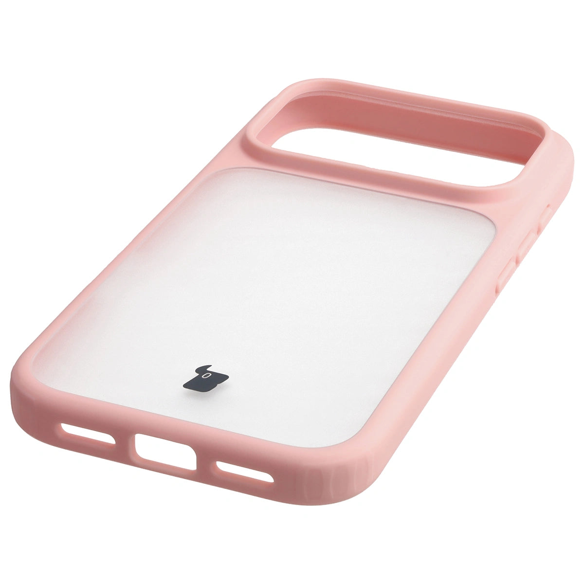 Schutzhülle + gehärtetem Glas für iPhone 17 Pro, Bizon Angelo Pack, Semitransparent mit hellrosem Rahmen