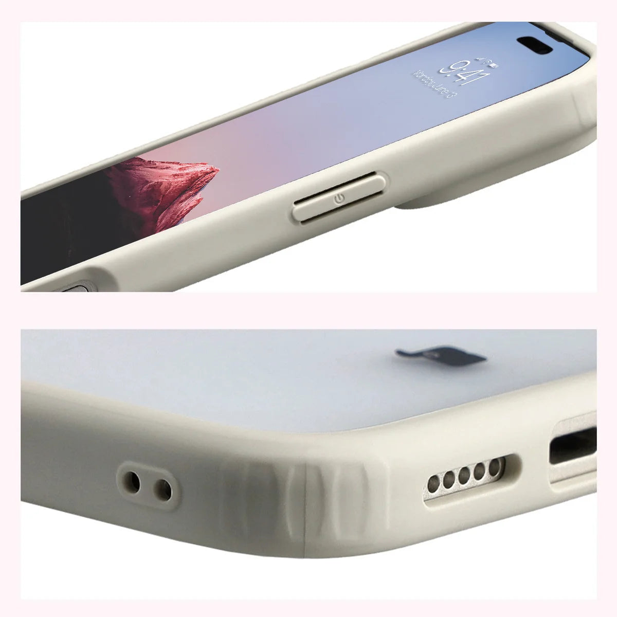 Schutzhülle + gehärtetem Glas für iPhone 17 Pro Max, Bizon Angelo Pack, Semitransparent mit beigem Rahmen
