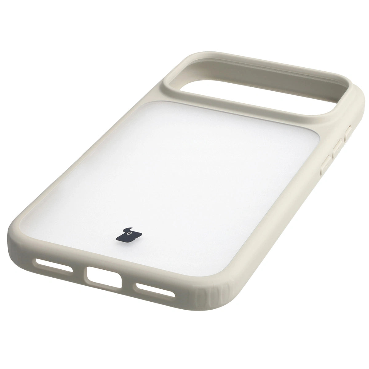 Schutzhülle + gehärtetem Glas für iPhone 17 Pro Max, Bizon Angelo Pack, Semitransparent mit beigem Rahmen